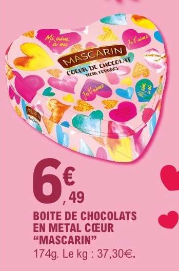 BOITE DE CHOCOLATS EN METAL CŒUR “MASCARIN”