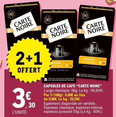 Capsules De Café Carte Noire