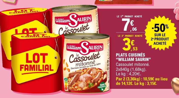 Plats cuisinés 'William Saurin'