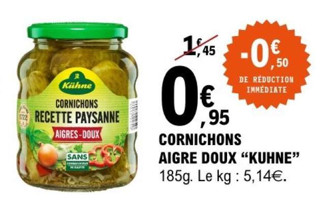 CORNICHONS AIGRE DOUX "KUHNE"