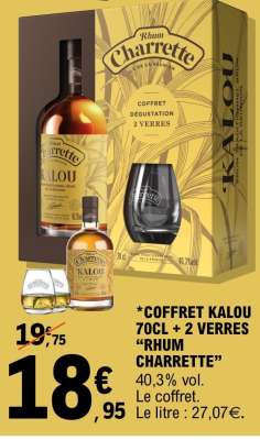 Coffret Kalou 70cl + 2 verres 'Rhum Charrette'