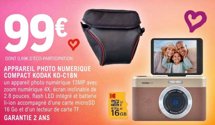APPAREIL PHOTO NUMERIQUE COMPACT KODAK KO-C1BN