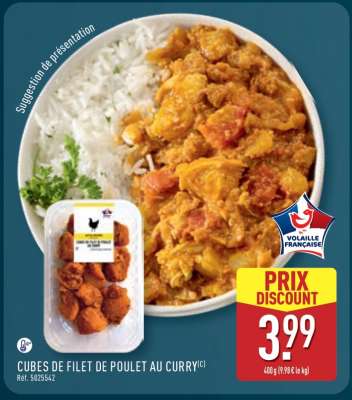 Cubes de filet de poulet au curry