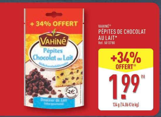 Vahiné Pépites de Chocolat au Lait