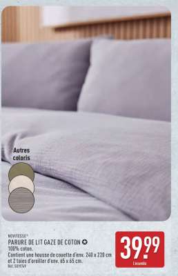 PARURE DE LIT GAZE DE COTON