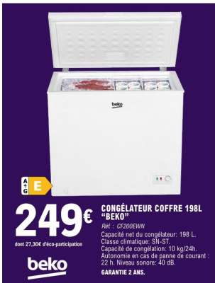 CONGELATEUR COFFRE 198L “BEKO”