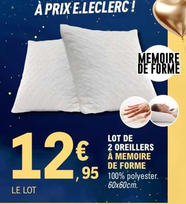 Lot de 2 oreillers à mémoire de forme