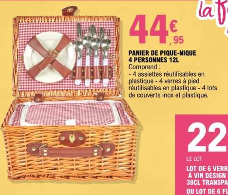PANIER DE PIQUE-NIQUE 4 PERSONNES 12L