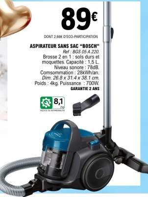 ASPIRATEUR SANS SAC "BOSCH"
