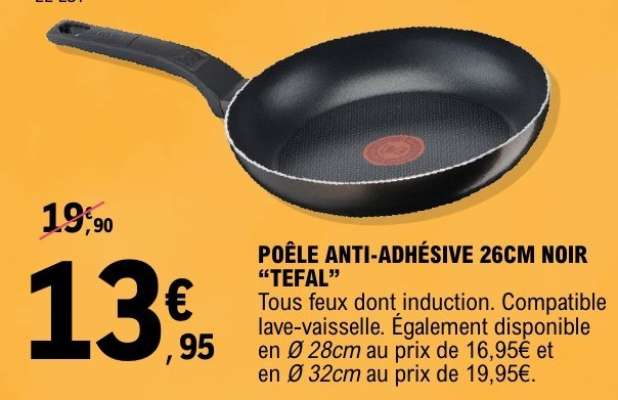 POÊLE ANTI-ADHÉSIVE 26CM NOIR "TEFAL"