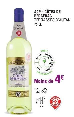 AOP** CÔTES DE BERGERAC 'TERRASSES D'AUTAN'