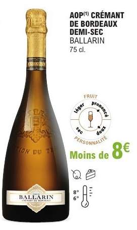 AOP Crémant de Bordeaux Demi-Sec BALLARIN