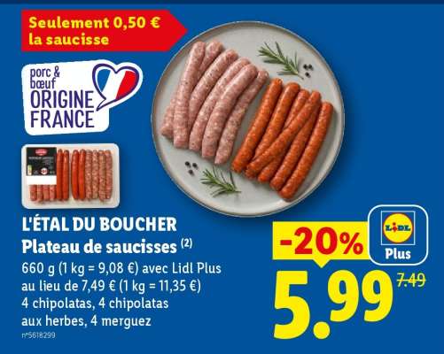 L'ÉTAL DU BOUCHER Plateau de saucisses