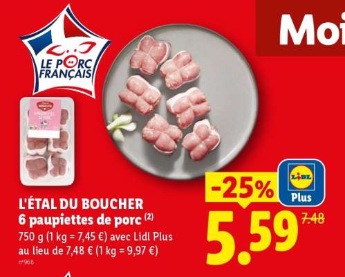 L'ÉTAL DU BOUCHER 6 paupiettes de porc