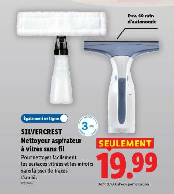 SILVERCREST Nettoyeur aspirateur à vitres sans fil