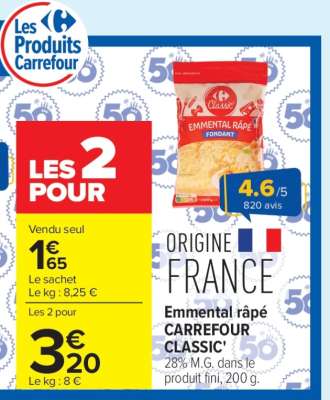 EMMENTAL RÂPÉ CARREFOUR CLASSIC