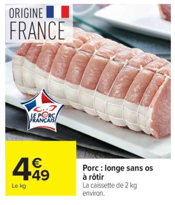 Porc : longe sans os à rôtir
