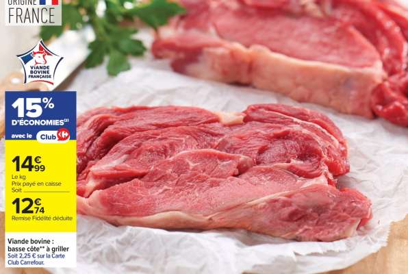 Viande bovine : basse côte** à griller