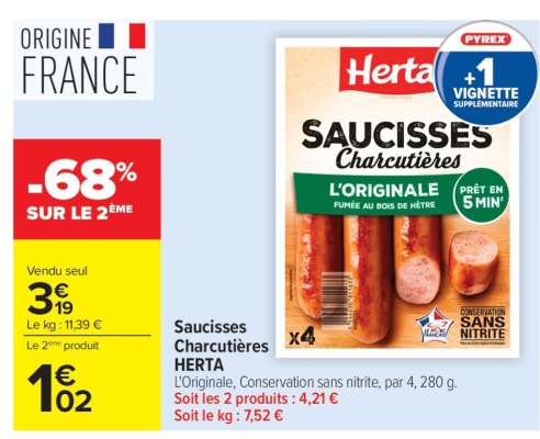 Saucisses Charcutières HERTA