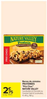 Barres de céréales PROTÉINÉES "Prix Choc" NATURE VALLEY