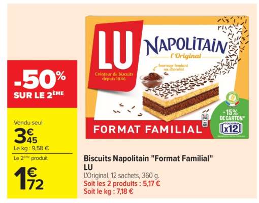Biscuits Napolitain "Format Familial" LU