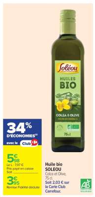 Huile bio SOLEOU