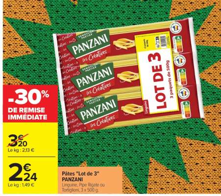 Pâtes «Lot de 3» PANZANI