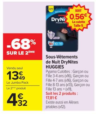 Sous-vêtements de nuit DryNites Huggies
