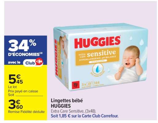 LINGETTES BÉBÉ “HUGGIES”