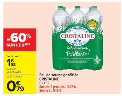 Eau de Source Gazéifiée 'Cristaline'