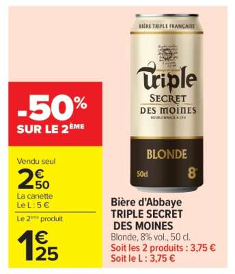 Bière d'Abbaye TRIPLE SECRET DES MOINES