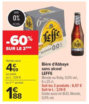 Bière d'Abbaye sans alcool LEFFE