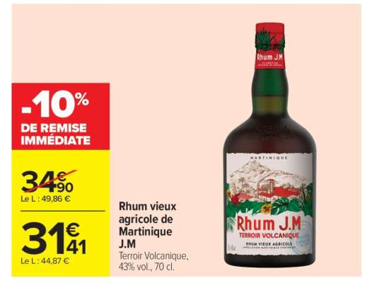 Rhum vieux agricole de Martinique J.M