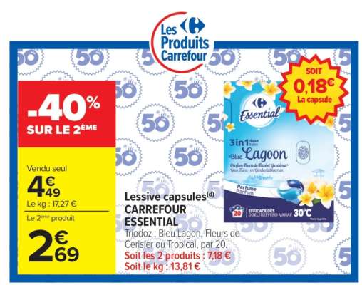Lessive capsules CARREFOUR ESSENTIAL