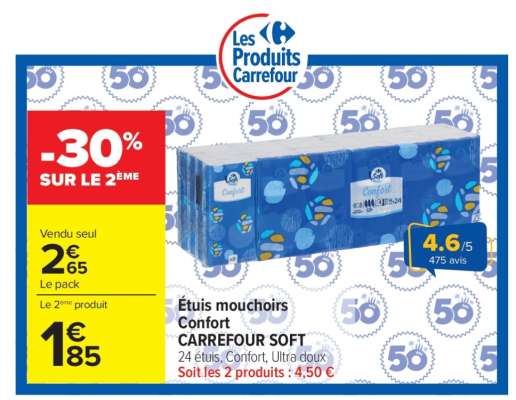 Étuis mouchoirs Confort CARREFOUR SOFT