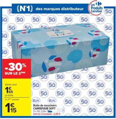 Boîte de mouchoirs CARREFOUR SOFT