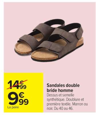 Sandales double bride homme
