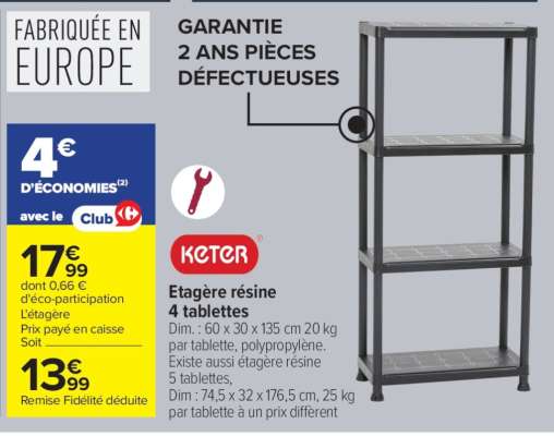 Étagère résine 4 tablettes