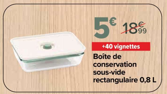 Boîte de conservation sous-vide rectangulaire 0,8 L