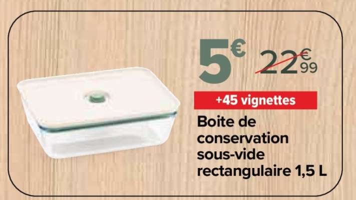 Boite de conservation sous-vide rectangulaire 1,5 L