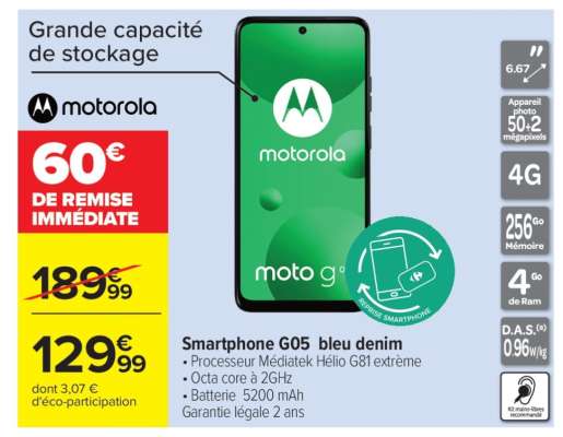 Smartphone G05 bleu denim