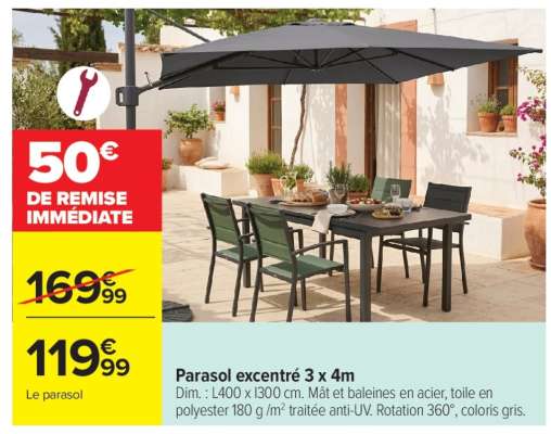 Parasol excentré 3 x 4m