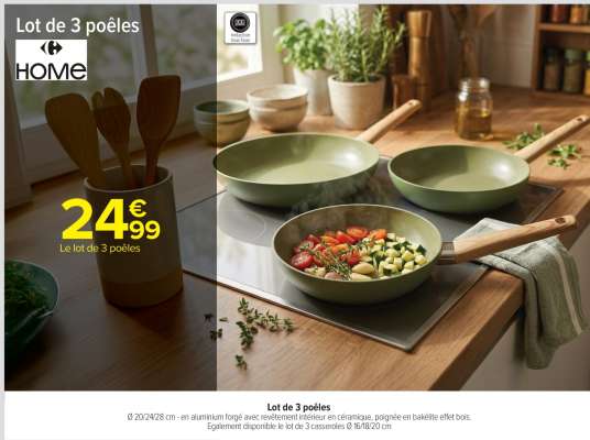 Lot de 3 poêles