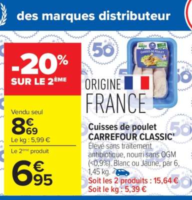 Cuisses de poulet CARREFOUR CLASSIC'