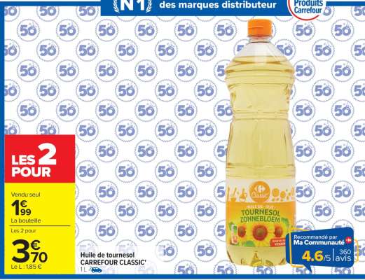 HUILE DE TOURNESOL CARREFOUR CLASSIC