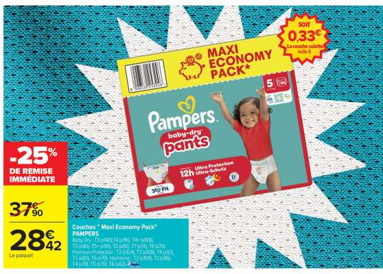 Couches «Maxi Economy Pack» PAMPERS