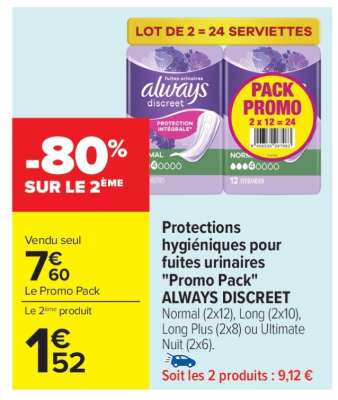 Protections hygiéniques pour fuites urinaires "Promo Pack" ALWAYS DISCREET