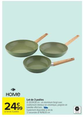 Lot de 3 poêles
