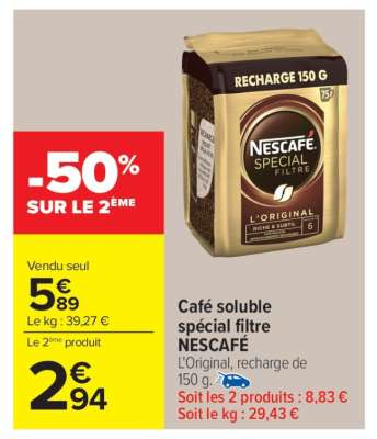 Café Soluble Spécial Filtre Nescafé