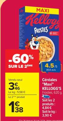 Céréales "Maxi" KELLOGG'S Frosties, 620 g